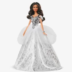 2021 Holiday Barbie Doll, Brunette Curly Hair