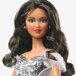2021 Holiday Barbie Doll, Brunette Curly Hair