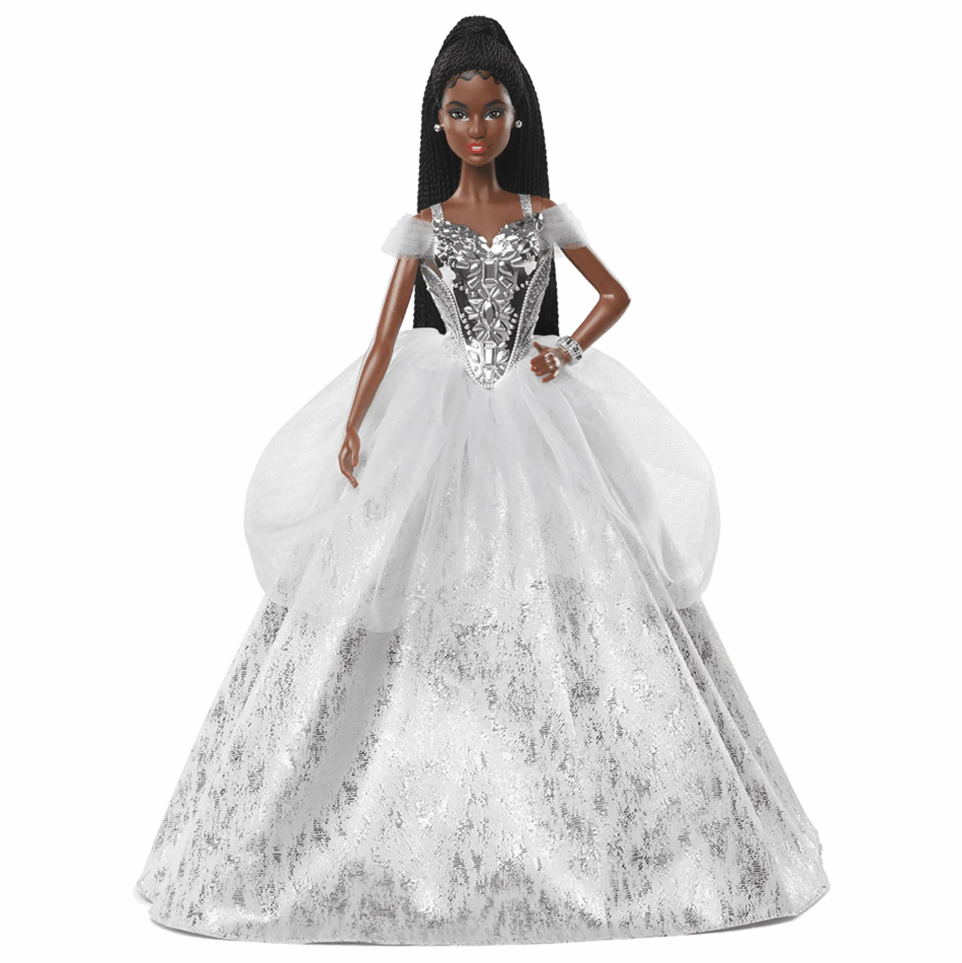 2021 Holiday Barbie Doll, Brunette Braids
