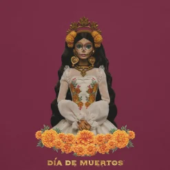Barbie Día de Muertos Maroon T-Shirt