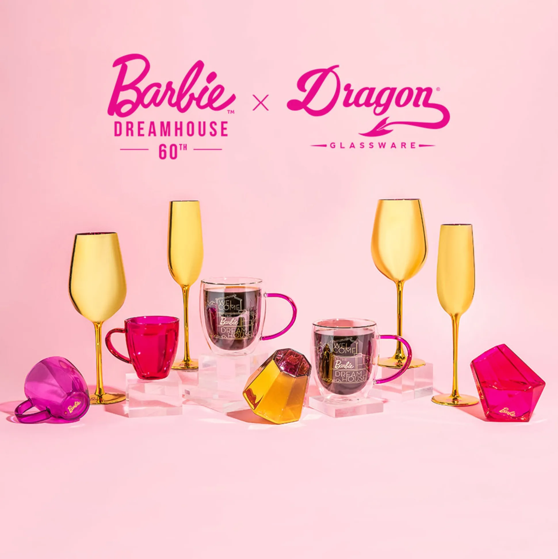 Barbie™ X Dragon Glassware® Dreamhouse™ Champagne Flutes