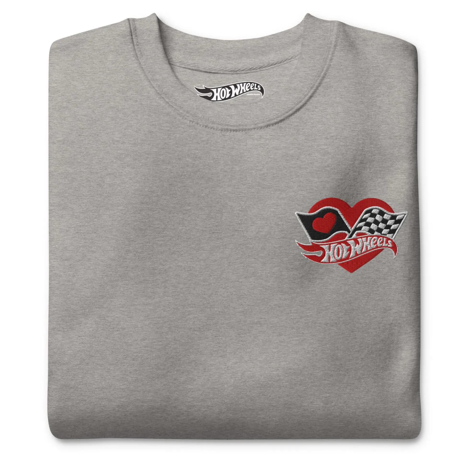 Hot Wheels Checkered Hearts Embroidered Grey Sweatshirt