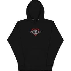 Hot Wheels Checkered Hearts Embroidered Black Hoodie