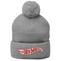 Hot Wheels Grey Pom Pom Beanie