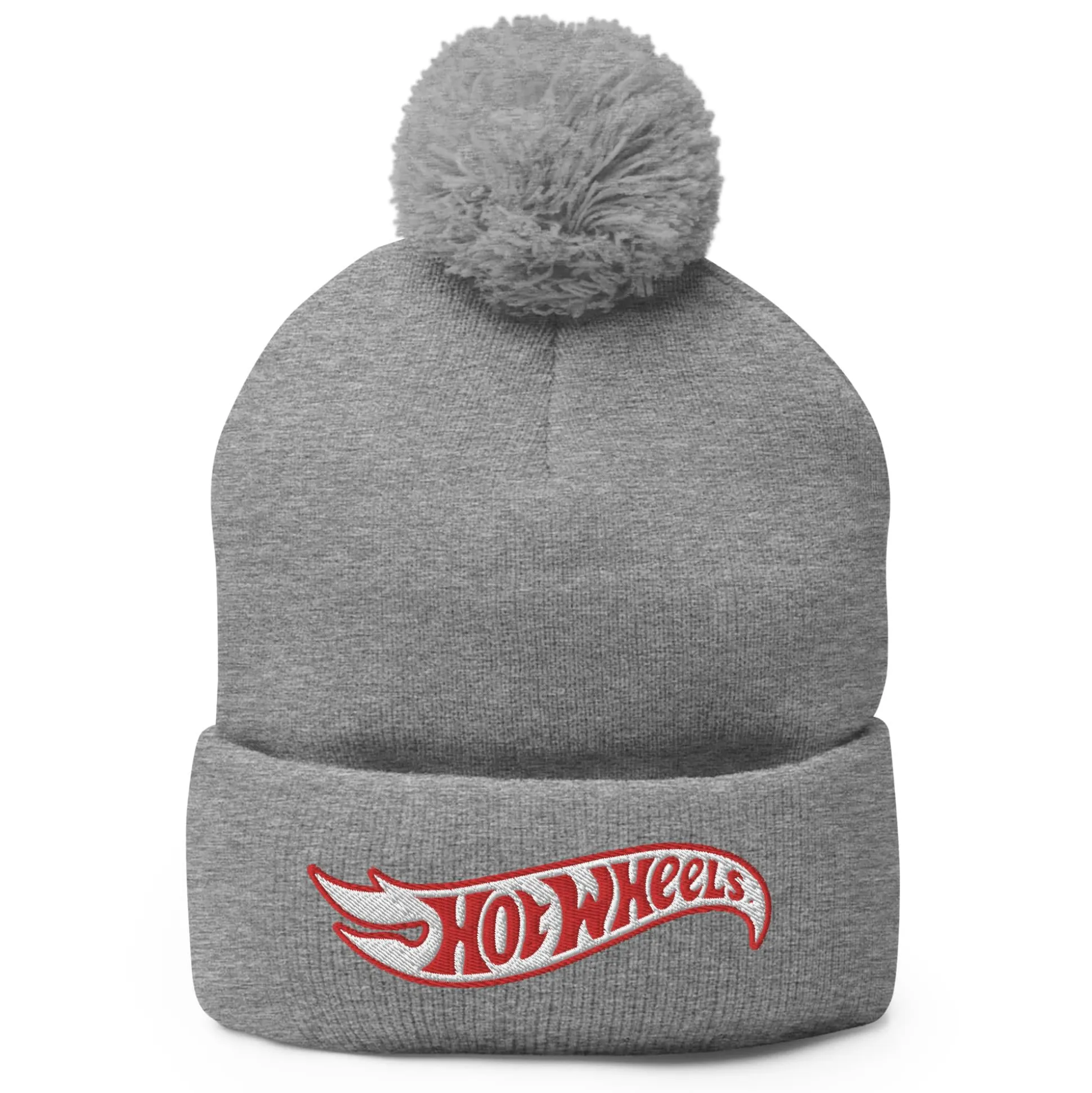 Hot Wheels Grey Pom Pom Beanie