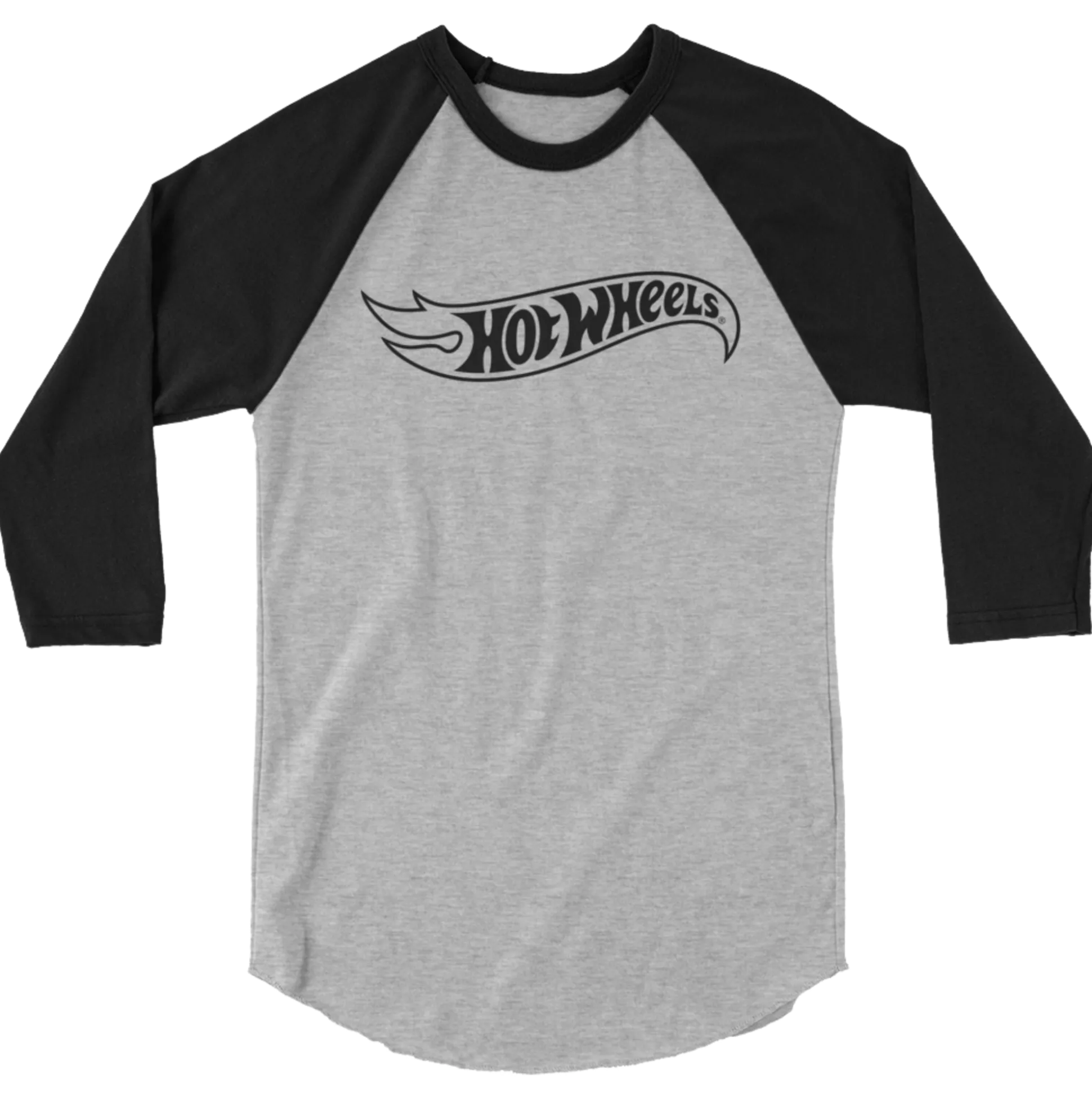 Hot Wheels Outline Logo 3/4 Sleeve Grey and Black Raglan Shirt