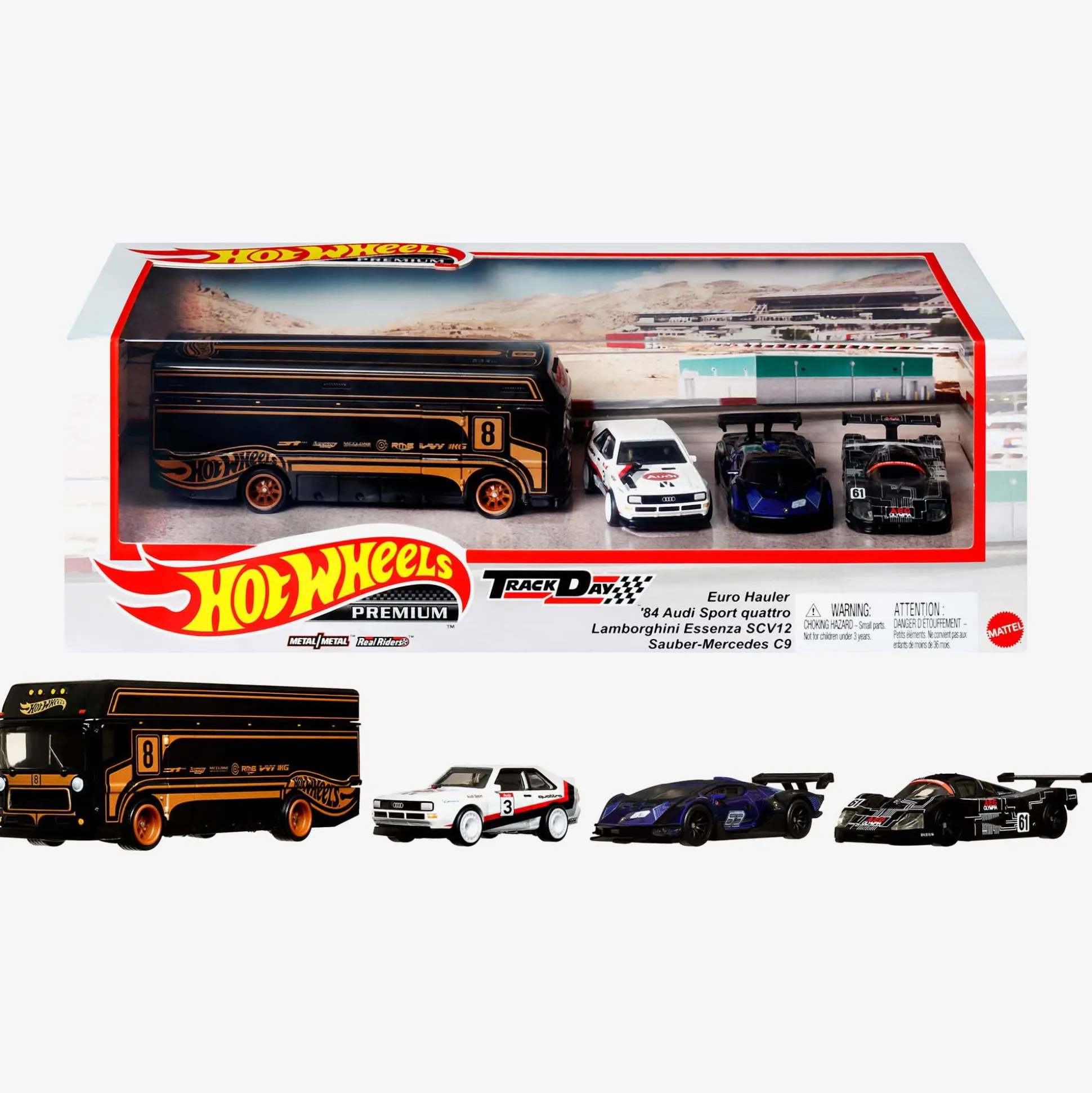 Hot Wheels Premium Collector Display Sets, 3 Cars & 1 Transporter