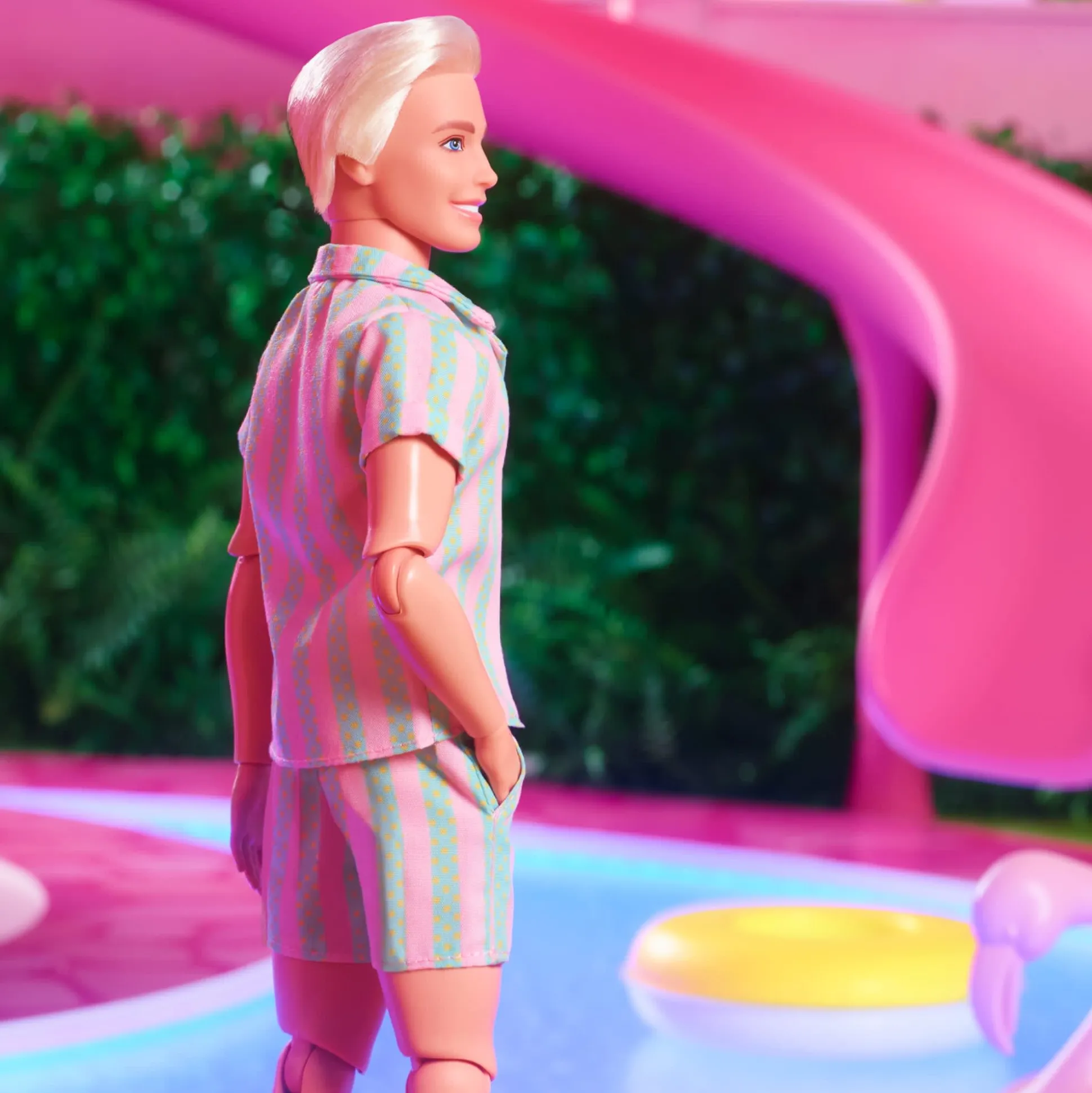 Ken Doll Wearing Pastel Striped Beach Matching Set – Barbie The Movie