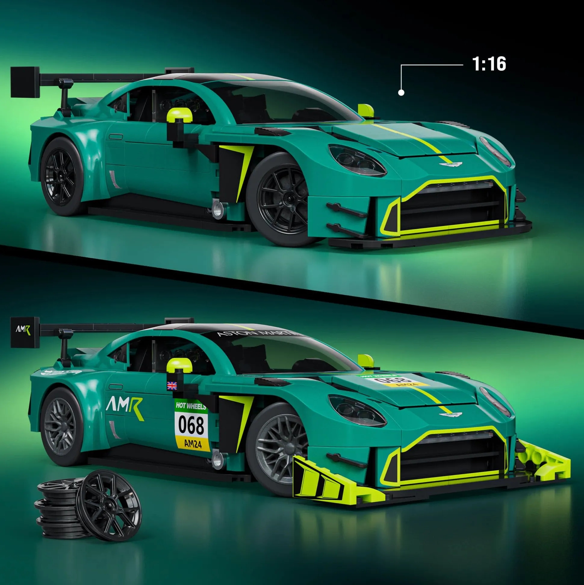 Mattel Brick Shop Hot Wheels ’24 Aston Martin Vantage GT3 Building Set