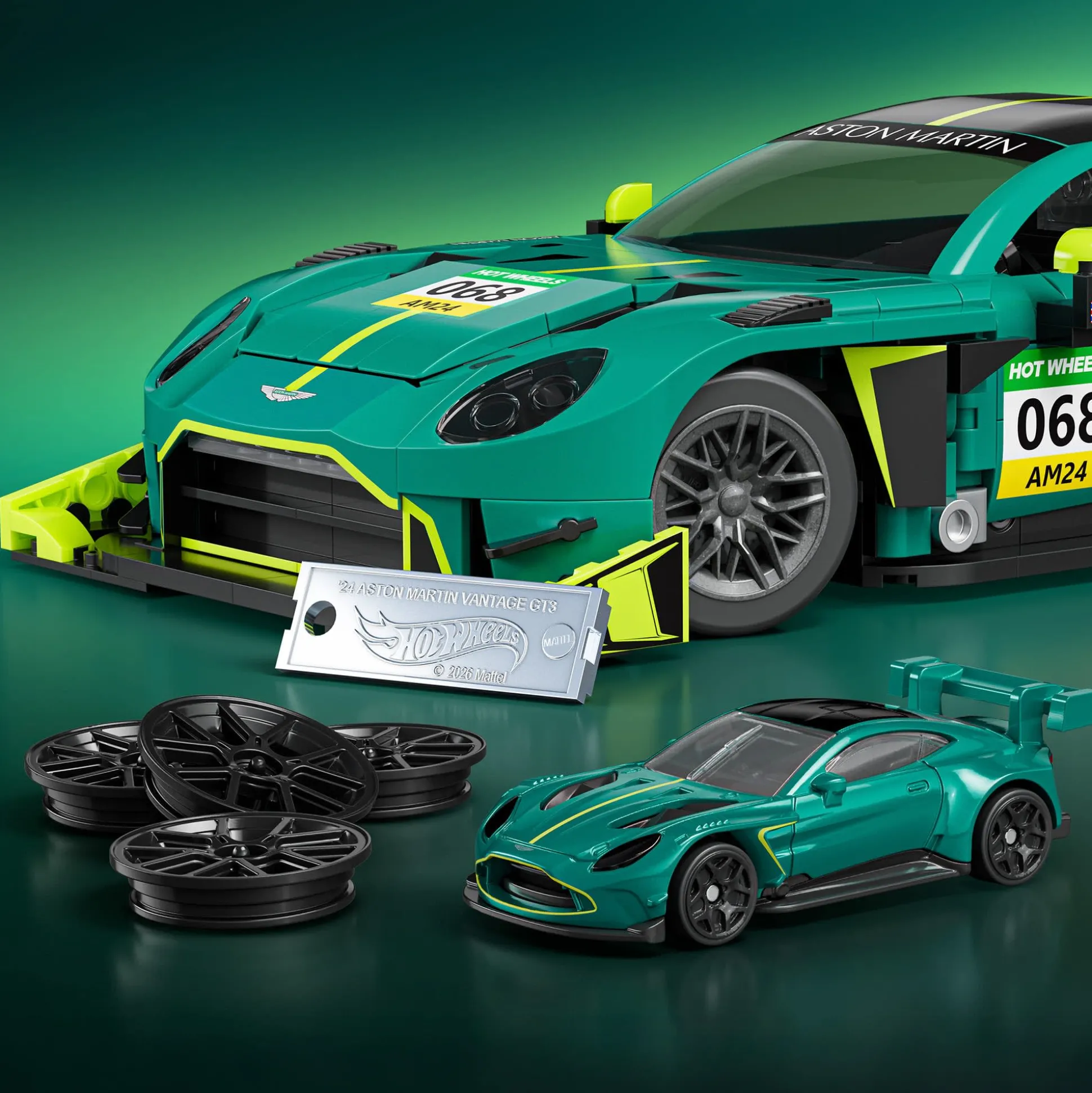 Mattel Brick Shop Hot Wheels ’24 Aston Martin Vantage GT3 Building Set