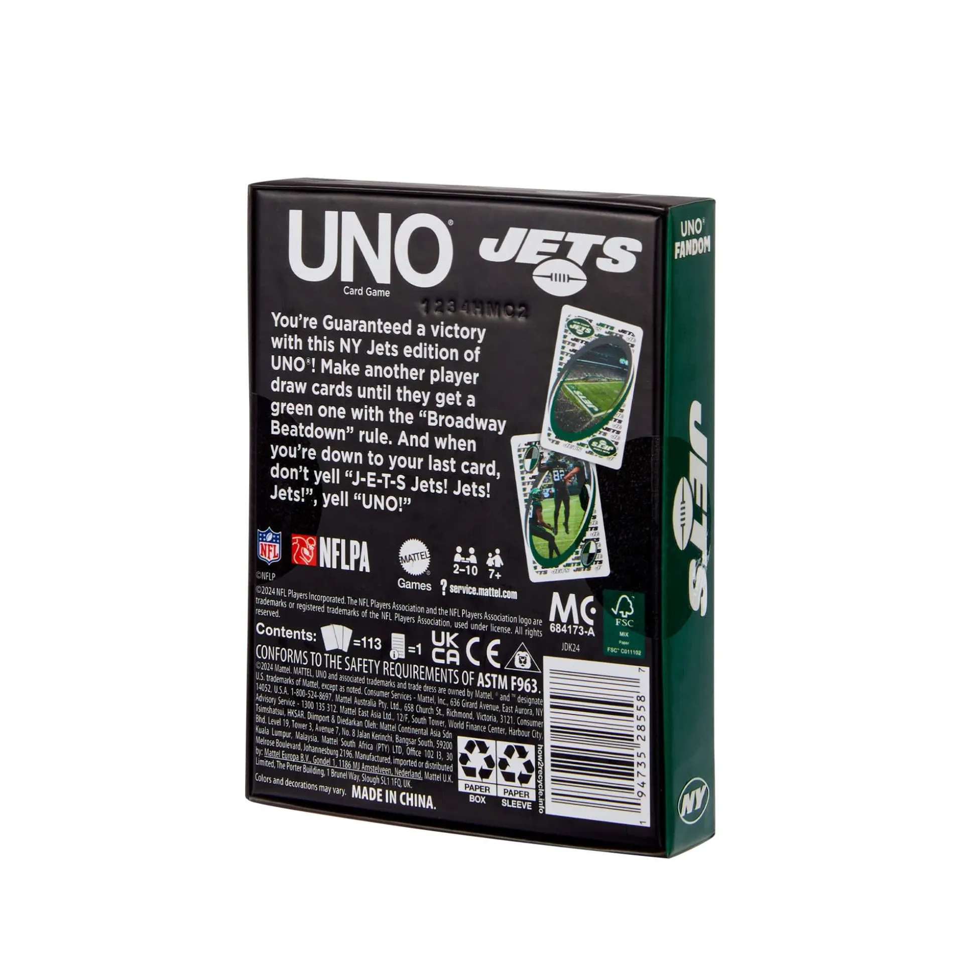 UNO Fandom NFL New York Jets Game Deck