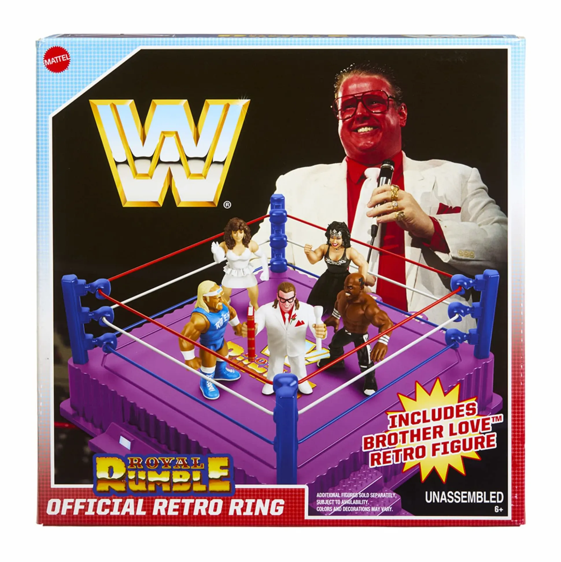 WWE Official Retro Collection Royal Rumble Ring and Brother Love Figure